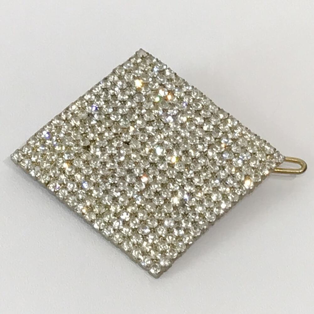 Vintage Pave Rhinestone Large Diamond Hair Pin Clip Barrette Formal Bridal